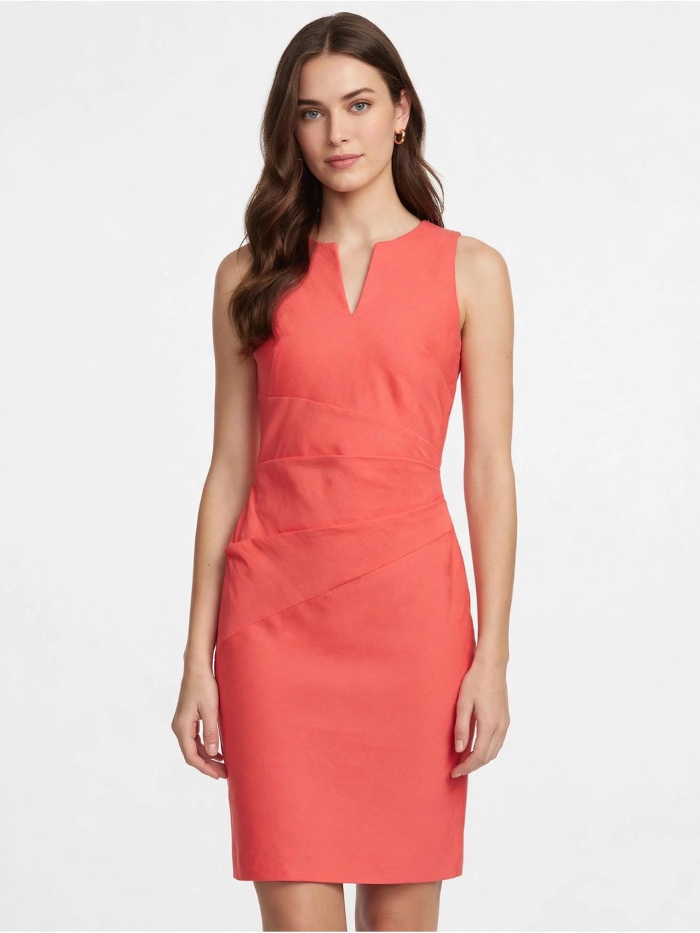 Sara Campbell Coral Midi Sheath Dress